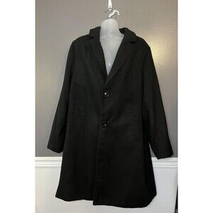 Fashion Nova Men Coat Mens 2XL Black Classic Overcoat Long Dressy Jacket Poly